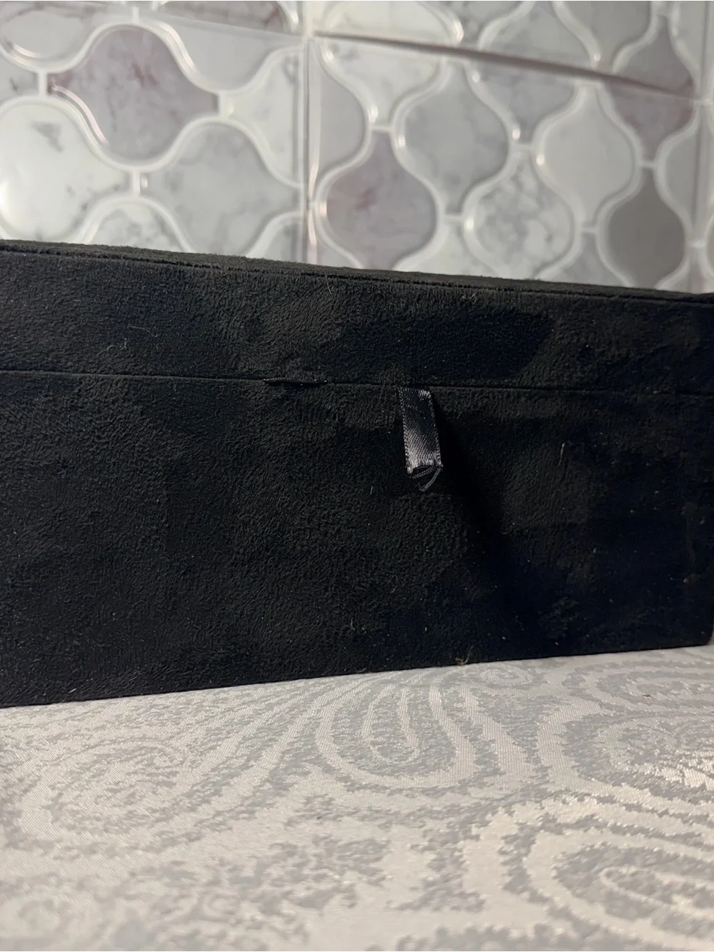 Black Men's Jewelry Storage Case with Ring Slots and Earring Panel